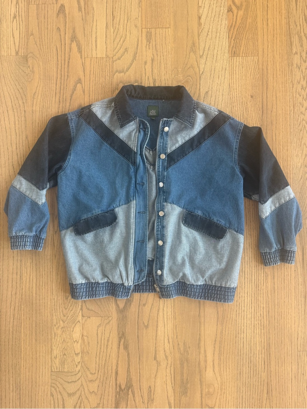 Wild Fable Patchwork Denim Bomber Jacket - Large